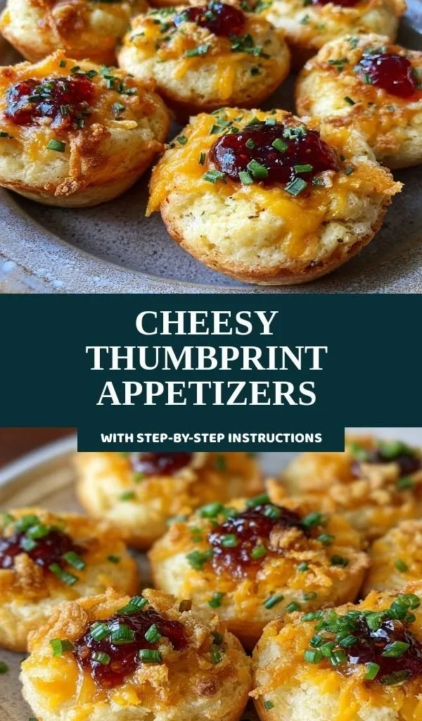 Cheesy thumbprint appetizers served on a platter with fresh herbs.