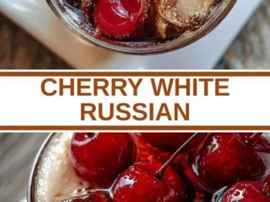 Cherry White Russian cocktail with cherries and cream