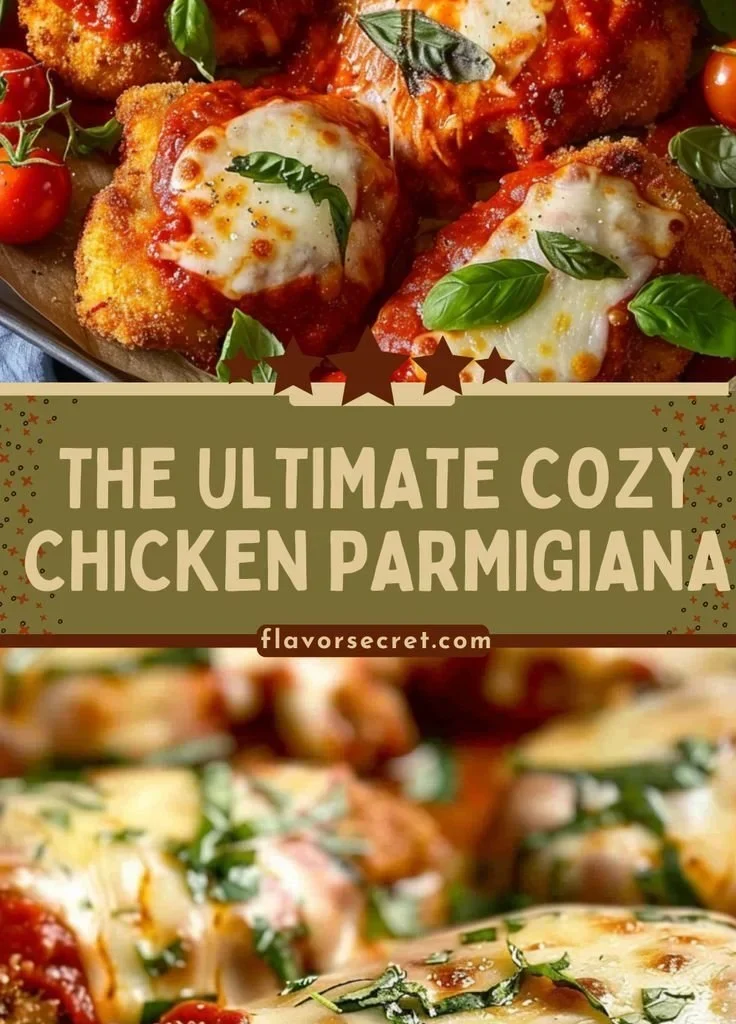 Delicious Chicken Parmesan topped with melted cheese and fresh herbs