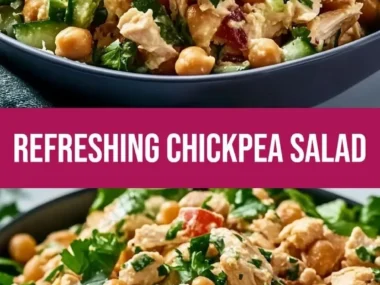 Chickpea chicken salad served in a bowl with fresh vegetables