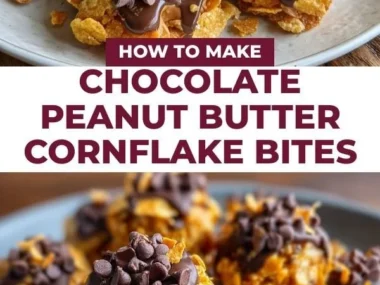 Delicious Chocolate Peanut Butter Cornflake Bites on a plate