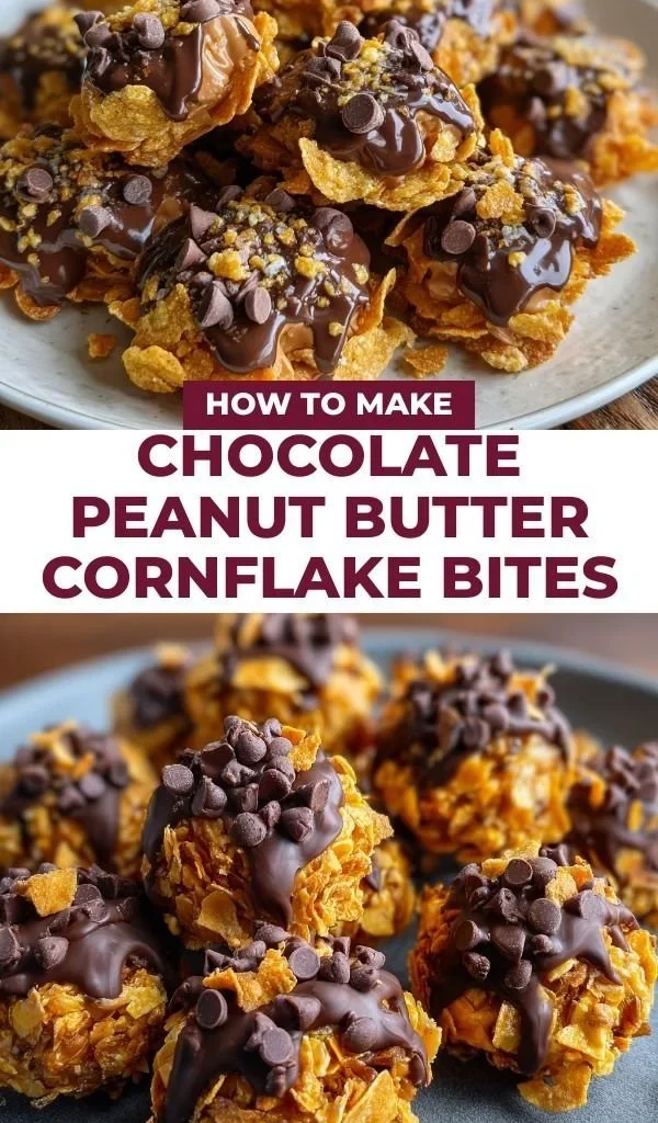 Delicious Chocolate Peanut Butter Cornflake Bites on a plate