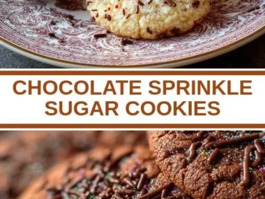 Chocolate sprinkle sugar cookies on a plate, fresh and ready to enjoy.