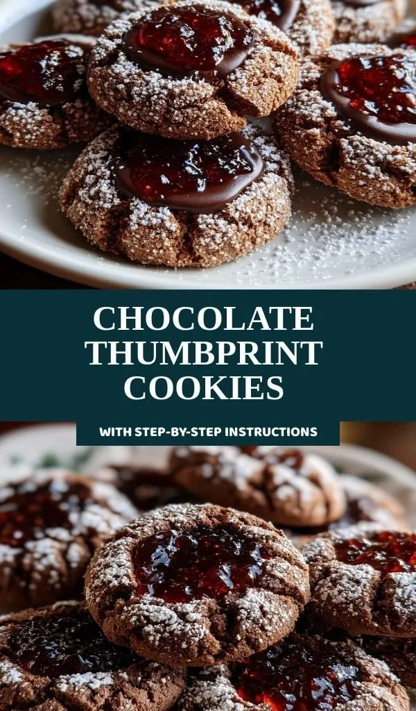 Delicious homemade Chocolate Thumbprint Cookies with chocolate filling