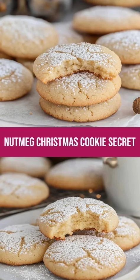 Delicious Christmas cookies with nutmeg on a decorative plate