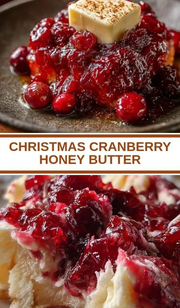 Delicious Christmas Cranberry Honey Butter spread on a toasted slice of bread