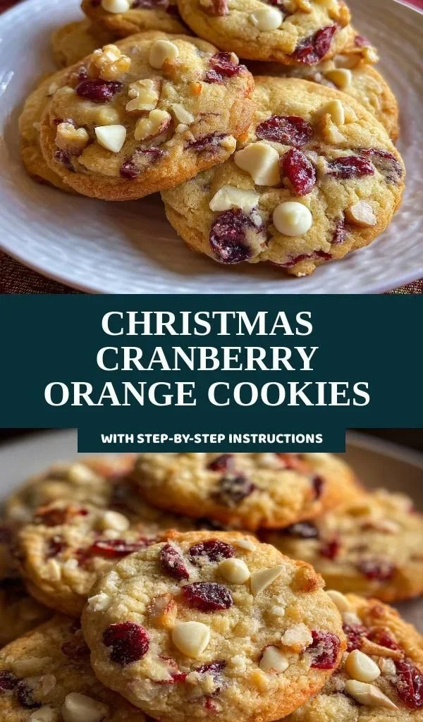 Festive Christmas Cranberry Orange Cookies with cranberries and orange zest.