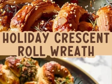 Christmas sausage and herb crescent roll wreath for holiday celebrations