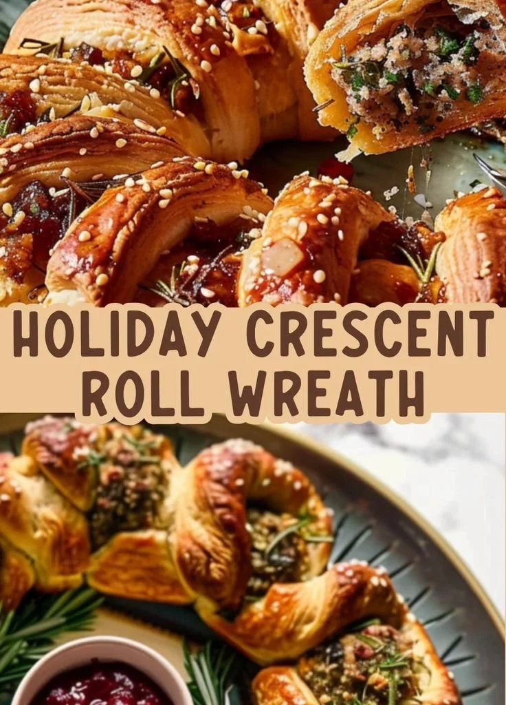 Christmas sausage and herb crescent roll wreath for holiday celebrations