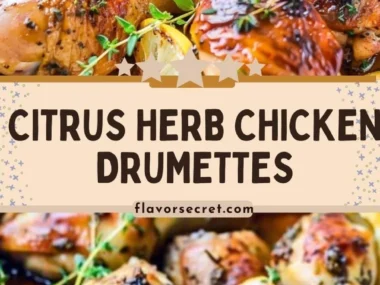 Citrus Herb Roasted Chicken Drumettes garnished with fresh herbs and citrus slices