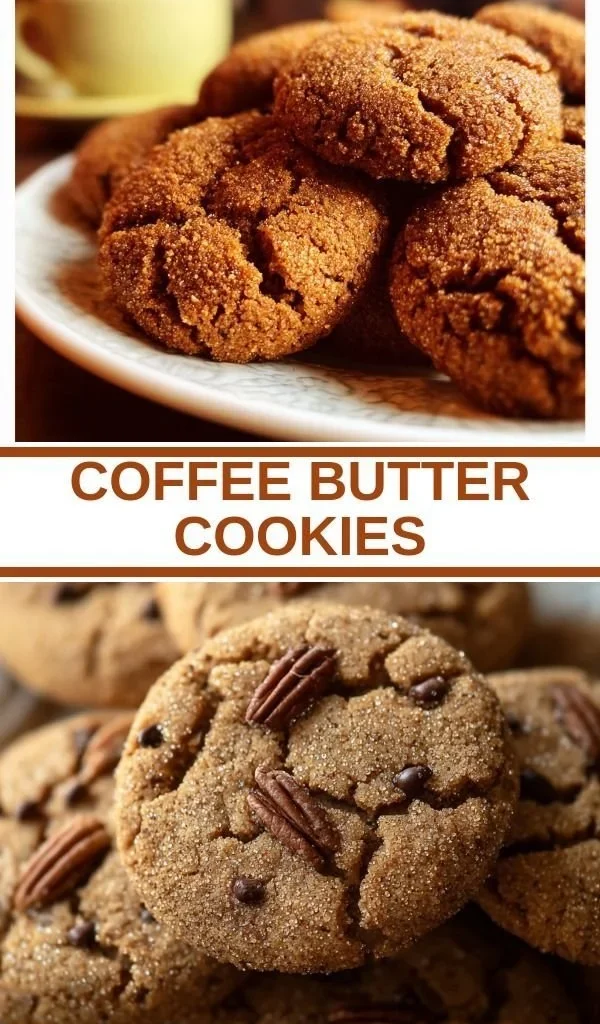 Plate of homemade coffee butter cookies with coffee beans