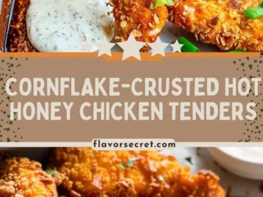 Crispy cornflake-crusted hot honey chicken tenders served with a spicy dipping sauce.
