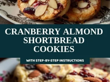 Homemade Cranberry Almond Shortbread cookies on a decorative plate