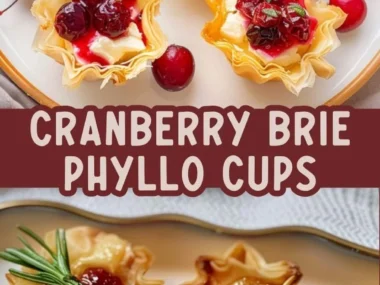 Cranberry and Brie Baked Phyllo Cups on a serving platter