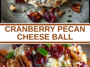 Cranberry Pecan Cheese Ball served on a platter with crackers
