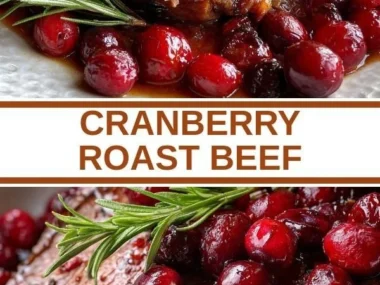 Deliciously prepared Cranberry Roast Beef on a serving platter