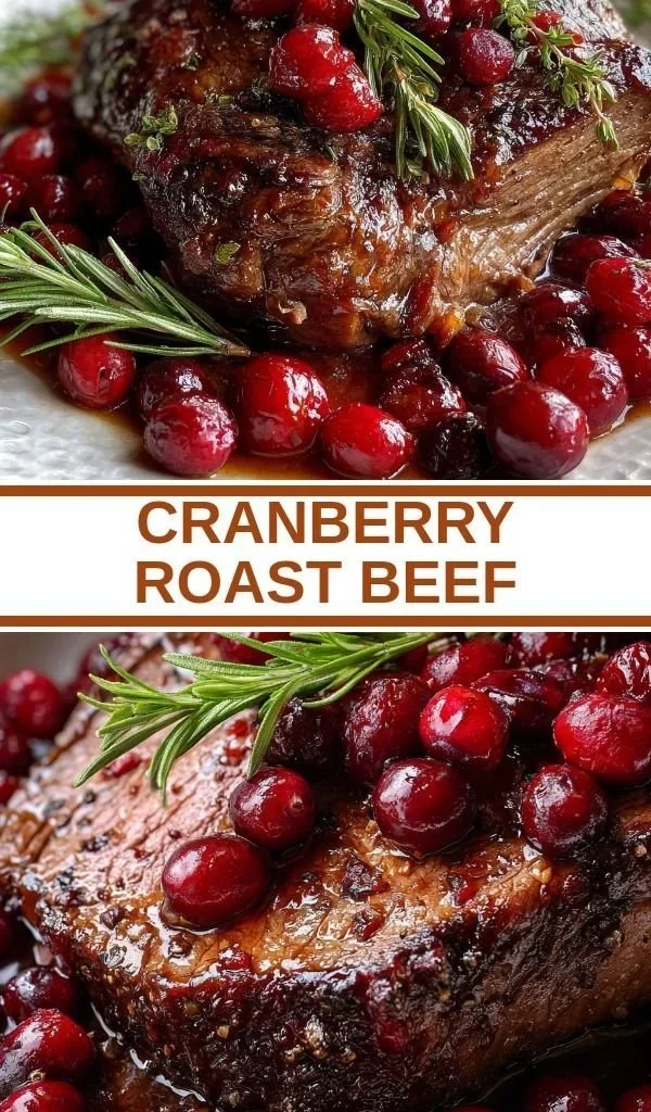 Deliciously prepared Cranberry Roast Beef on a serving platter