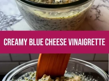 Creamy blue cheese vinaigrette drizzled over a fresh salad