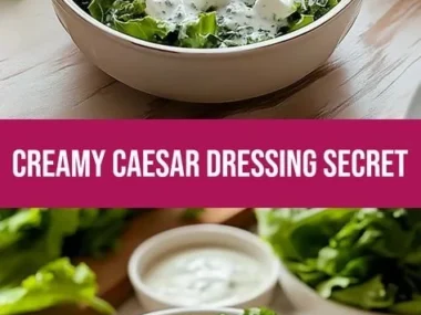Creamy cottage cheese Caesar dressing served in a bowl with a fresh salad.