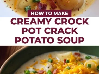 A bowl of creamy crock pot crack potato soup garnished with green onions and bacon.