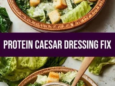 A bowl of creamy high protein Caesar dressing ready in 5 minutes