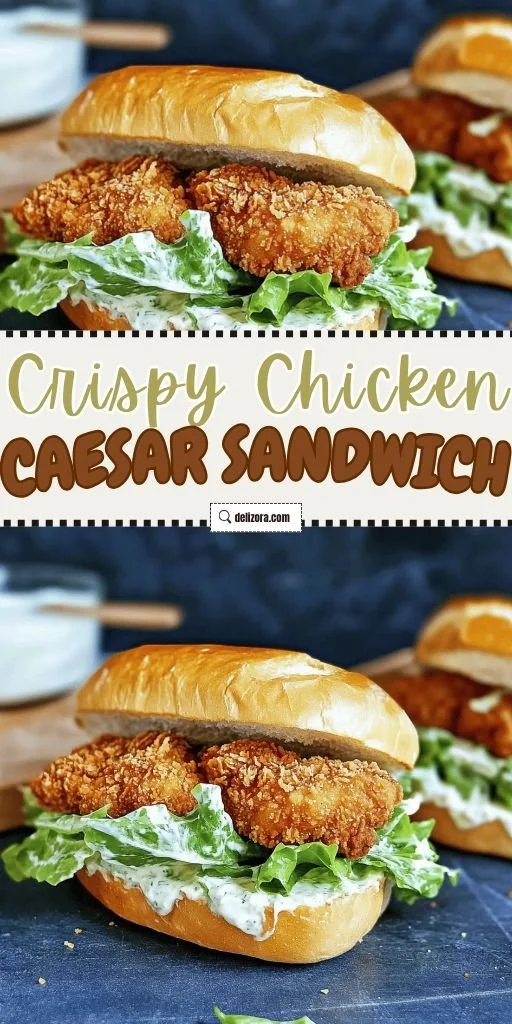 Crispy Chicken Caesar Sandwich with lettuce and creamy dressing
