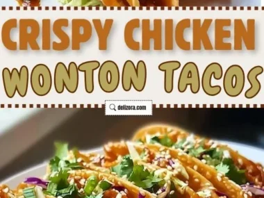 Crispy chicken wonton tacos filled with flavorful ingredients on a plate.