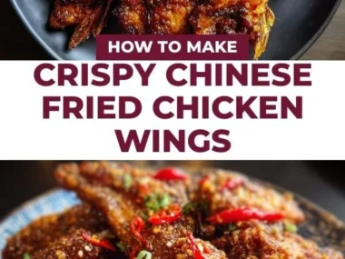 Plate of crispy Chinese fried chicken wings garnished with herbs.