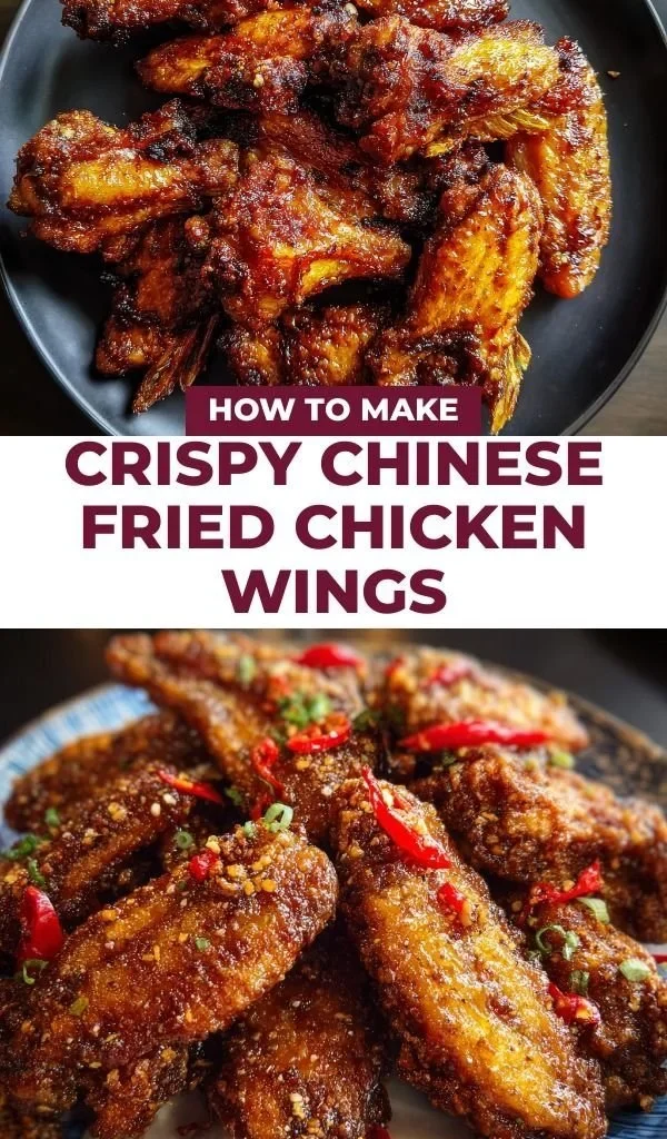 Plate of crispy Chinese fried chicken wings garnished with herbs.