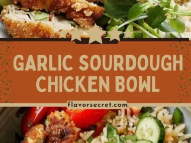 Crispy Garlic Sourdough Chicken Cutlet Bowl with fresh ingredients