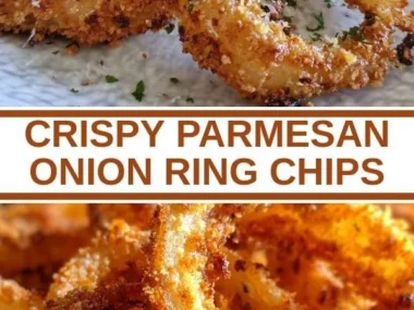 Crispy Parmesan onion ring chips served in a bowl, a delicious crunchy snack.