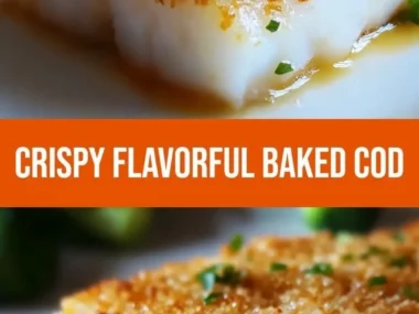 Crispy panko parmesan crusted baked cod served on a plate