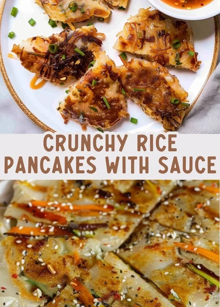 Crispy rice pancakes served with a spicy dipping sauce