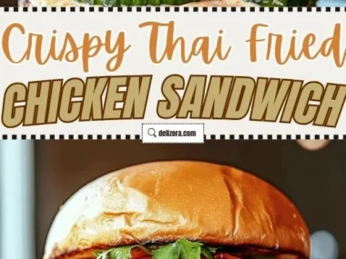 Crispy Thai fried chicken sandwich served with fresh veggies and spicy sauce