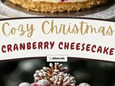 Decadent Christmas cheesecake with cranberry mousse topping for festive celebrations.