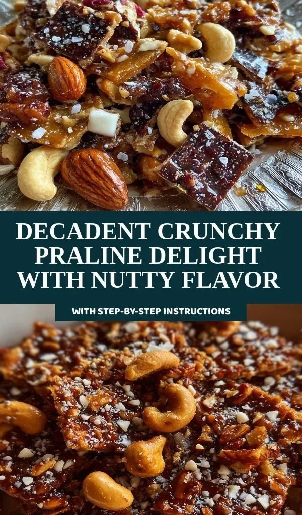 Crunchy praline delight dessert featuring a rich nutty flavor