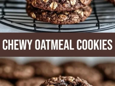 Decadent dark chocolate oatmeal cookies on a plate.