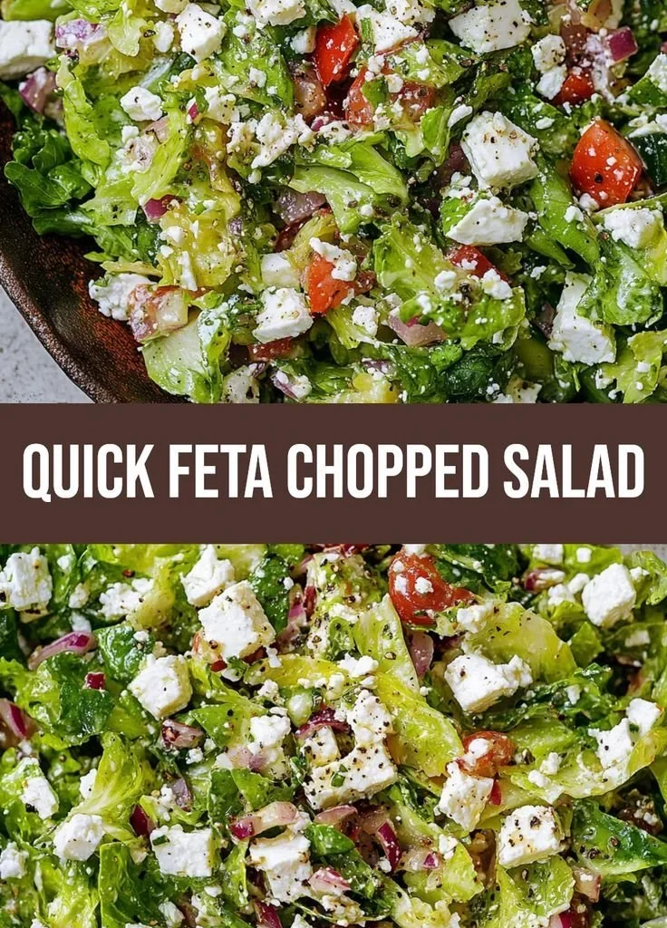 Colorful feta chopped salad with vegetables and feta cheese in a bowl