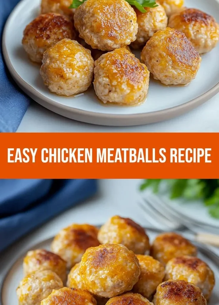 Delicious ground chicken meatballs on a plate, ready to serve to kids.