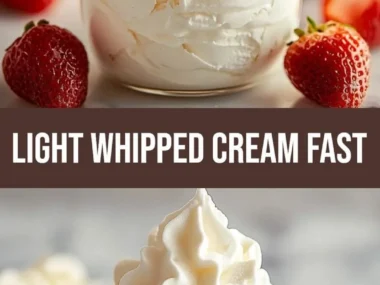 Delicious vanilla whipped cream in a bowl ready to top desserts.