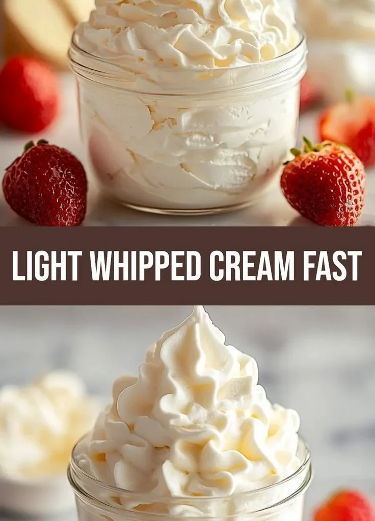 Delicious vanilla whipped cream in a bowl ready to top desserts.