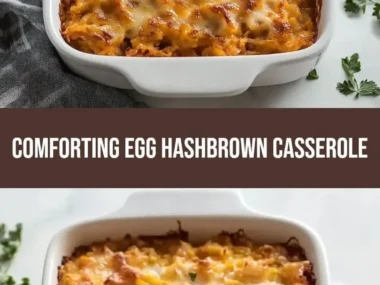 Easy egg hashbrown casserole served for a cozy breakfast delight