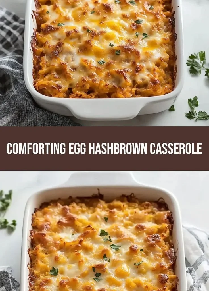 Easy egg hashbrown casserole served for a cozy breakfast delight