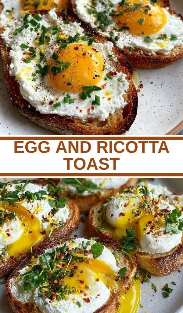 Delicious Egg and Ricotta Toast served with garnishes