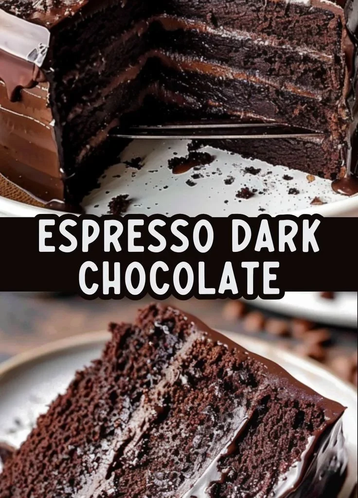 Espresso Dark Chocolate Midnight Cake topped with chocolate shavings