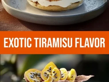 Exotic Tiramisu Mango Passionfruit dessert showcasing tropical flavors.