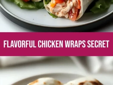 Flavorful rotisserie chicken wraps served with fresh vegetables and sauces.