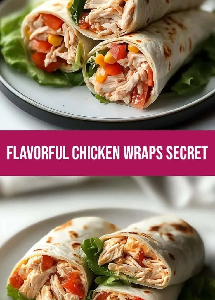Flavorful rotisserie chicken wraps served with fresh vegetables and sauces.