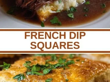 Delicious French Dip Squares served with dipping sauce