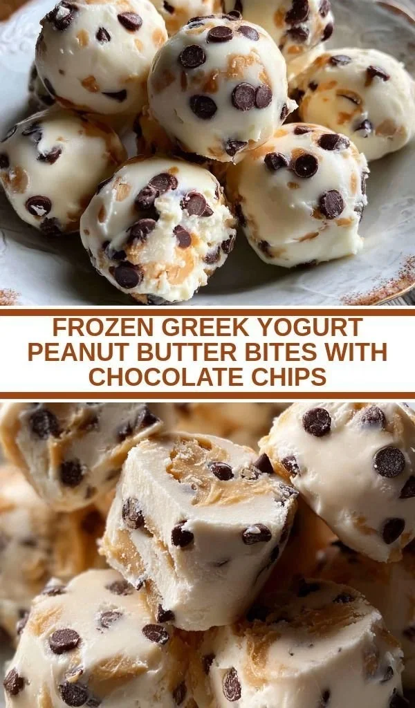 Frozen Greek Yogurt Peanut Butter Bites with Chocolate Chips